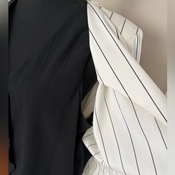 Vintage White Pinstripe button down Vest jacket size M - Picture 8 of 16